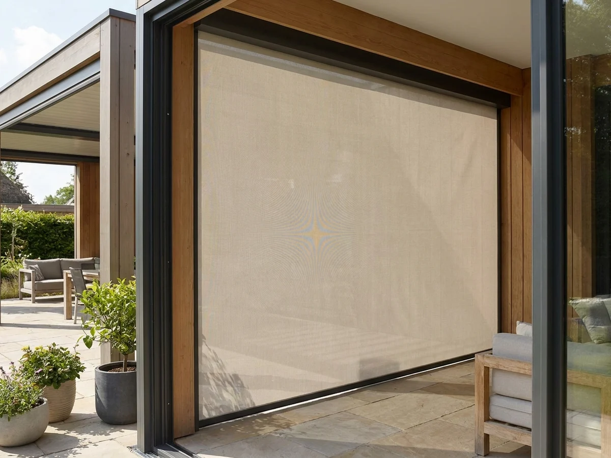 Zip screen enclosing a Somerset West patio opening against the wind